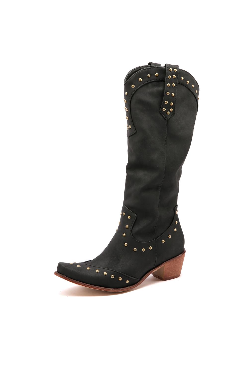 Womens Boots | Faux Suede Slouchy Studded Harness Boot Boots Boots