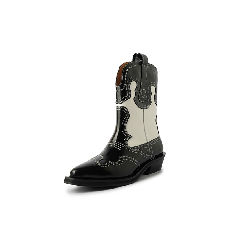 Womens Boots | Real Leather Metallic Color Block Cowboy Boots Boots Boots