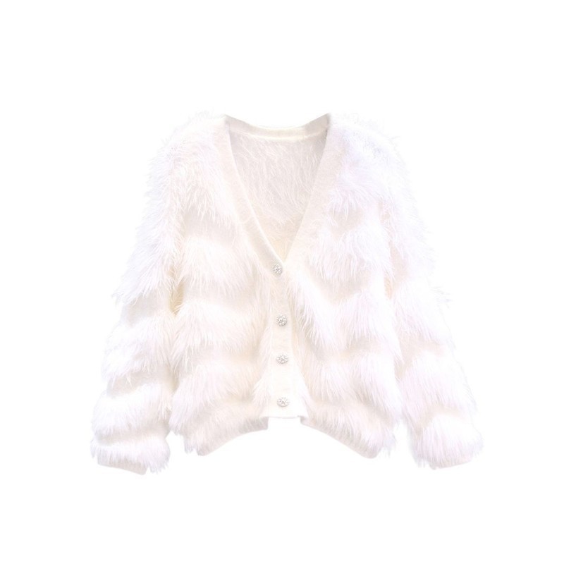 Womens Knitwear | Fluffy Chunky Knit Cardigan Clothing Knitwear