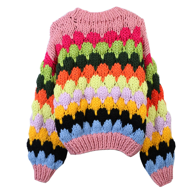 Womens Knitwear | Multicolor Hand Knit Cardigan Clothing Knitwear