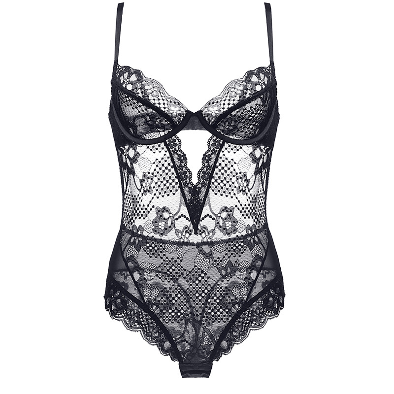 Womens Lingerie | Mesh And Lace Underwired Cut Out Bodysuit Clothing Lingerie