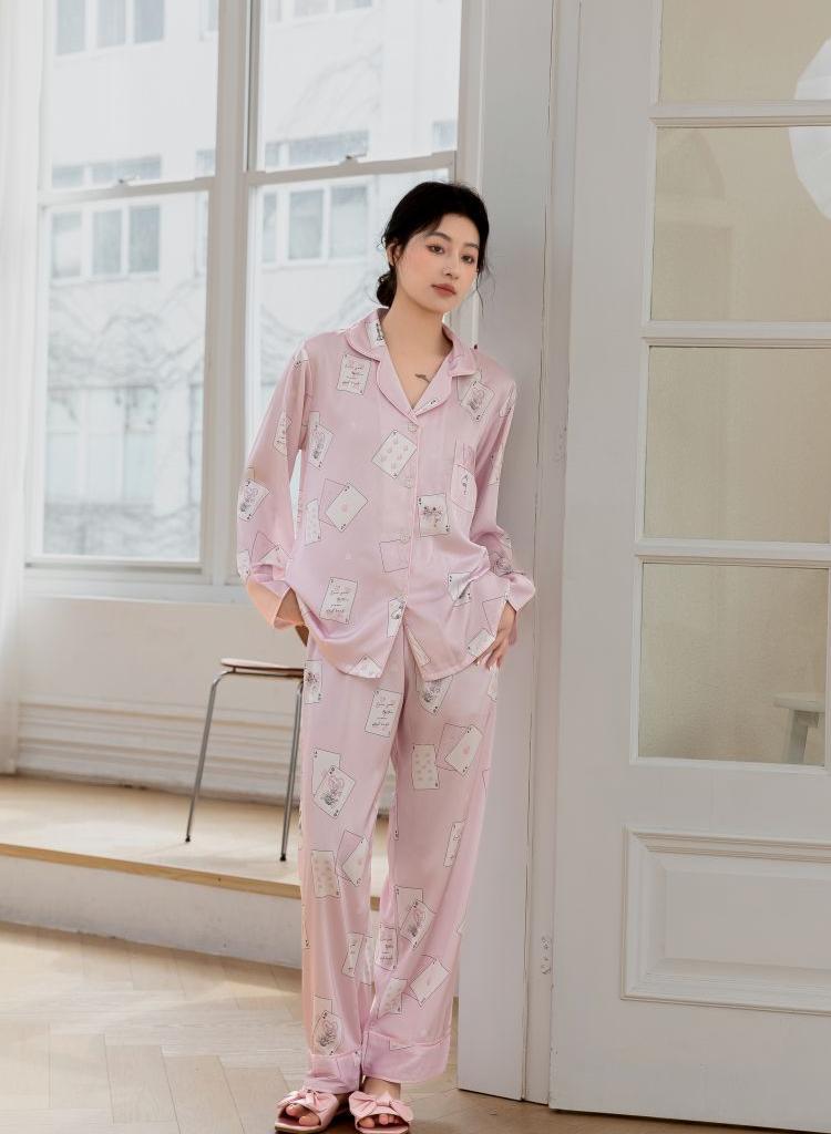 Womens Sleepwear | Satin Tarot Card Oversized Pajama Pants Set Clothing Sleepwear