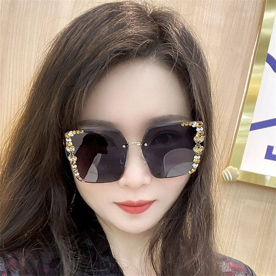 Womens Sunglasses | Oversized Colored Lens Diamante Embellished Trim Sunglasses Accessories Sunglasses