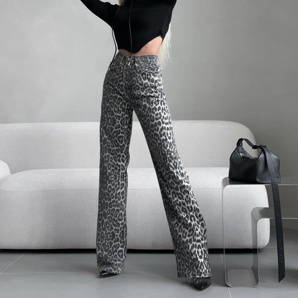 Womens Pants & Jeans | Leopard Print Baggy Jean Clothing Pants & Jeans